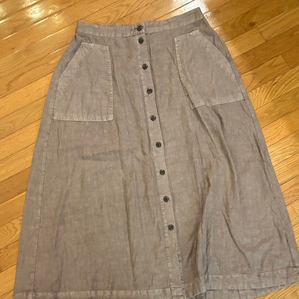 Universal Thread Button-Front A-Line Midi Skirt i… - image 8